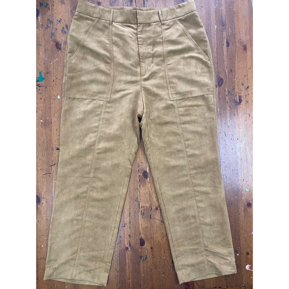 Banana Republic Faux Suede Wide Leg Pants Camel Size Womens 18 Cropped High Rise